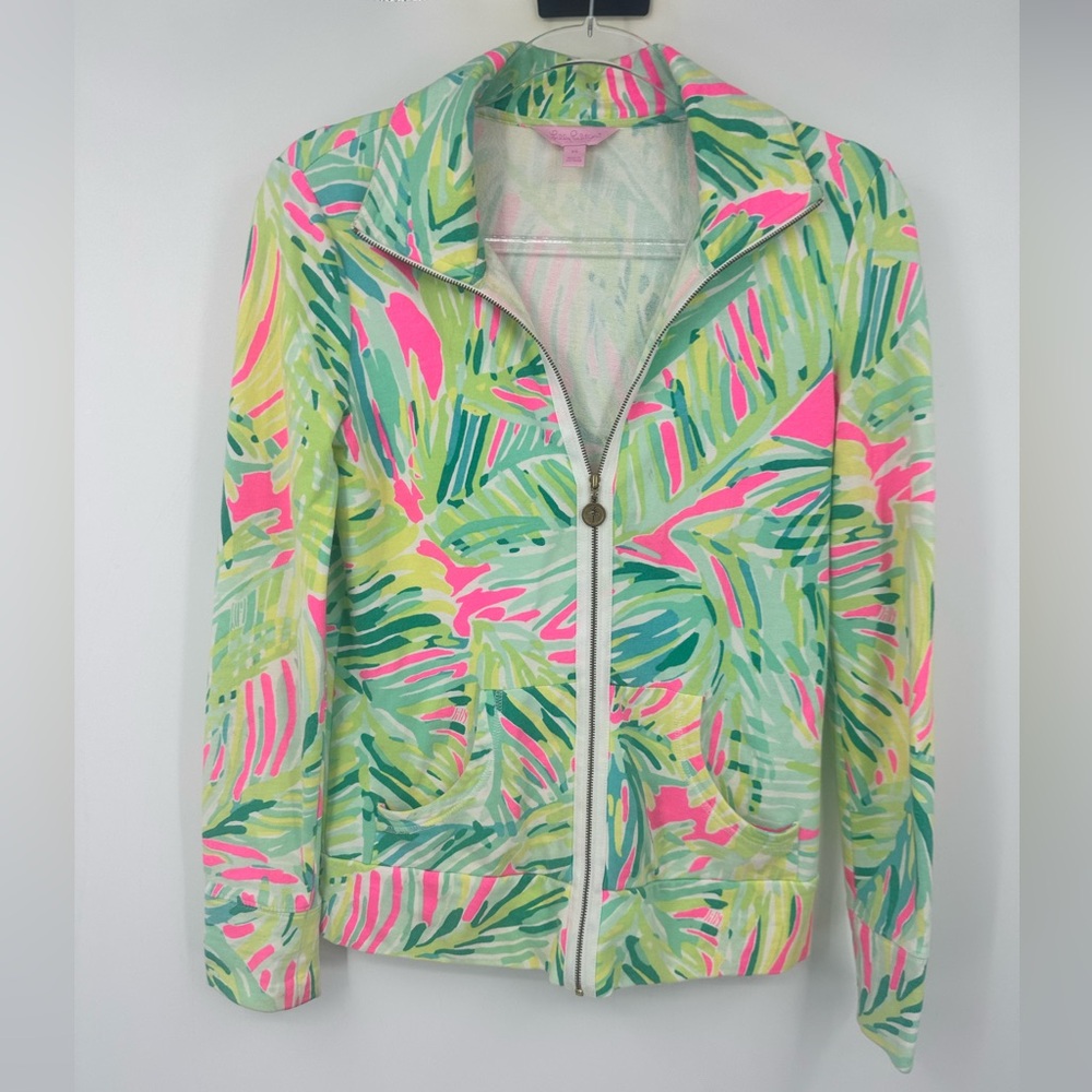 LILLY PULITZER SKIPPER POPOVER UPF 50+ TROPICAL STORM SWEATSHIRT XS
